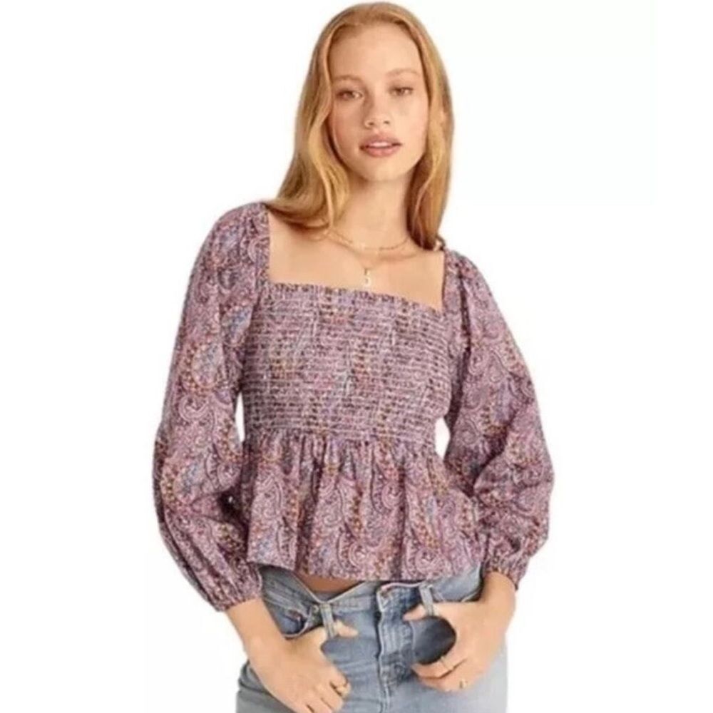 J Crew‎ Puff-sleeve smocked top in Liberty® Tropical Prince print